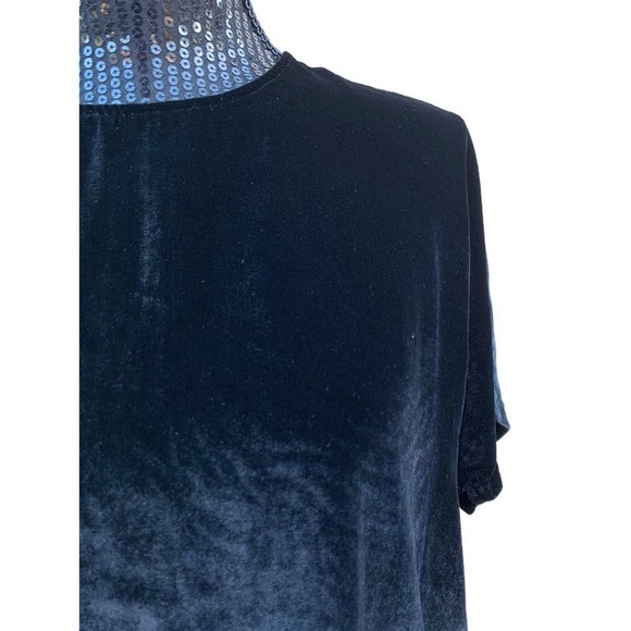 Madewell Black Velvet Boxy High Low Hem Short Sleeve Shirt NWT Small - Picture 3 of 4